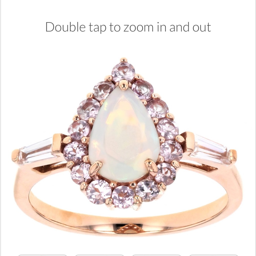 🎉HP🎉 NEW 10k Rose Gold Ethiopian Opal Color Shift Garnets Halo Natural Zicrons